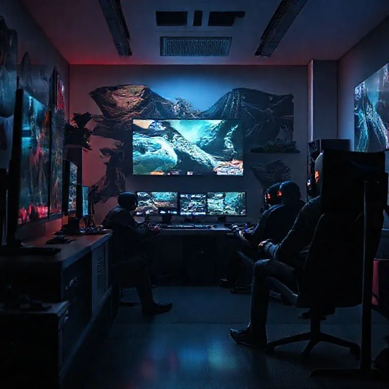 An abstract, deconstructed cityscape viewed through a digital glitch effect. Buildings are fractured and displaced, with lines of code and vibrant pixel artifacts layered over the urban landscape. The palette is dark with stark neon accents, evoking a sense of digital chaos and retro-futurism. No human elements are visible.