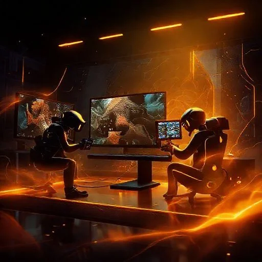 A dynamic, visually dense network of abstract, stylized symbols representing various gaming entities or platforms. Imagine interconnected hexagonal nodes, each containing a minimalistic, iconic representation of a game-related concept (a stylized, geometric gamepad, a fragmented 'play' symbol, a glowing digital sword, a pixelated star). These nodes are linked by glowing, energetic lines, forming a complex, visually stunning web across a dark, textured background reminiscent of brushed metal and subtle circuit patterns. Elements have a gentle, shimmering animation and a vintage digital noise overlay, giving a maximalist, high-tech, yet slightly aged aesthetic.