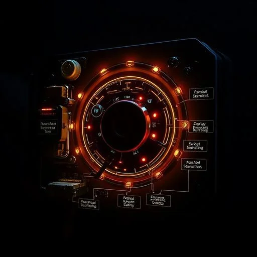 An intricate, animated cutaway view of a futuristic, yet slightly retro-inspired, game development 'engine.' The visual is a complex schematic of glowing pipes, gears, and circuit boards, representing different stages of game creation. Concept art sketches appear as ethereal projections on holographic screens within the schematic; lines of code flow as glowing data streams along optical fibers; UI elements are represented by minimalist, pulsating wireframes. The background features subtle, animated parallax layers of technical blueprints. The maximalist style is evident in the sheer number of detailed components and their animated interconnections, while a vintage, slightly oxidized metallic texture and warm neon lighting gives a unique aged-tech feel.