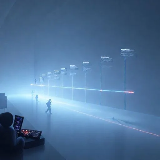 A complex, interactive-looking holographic projection forming an abstract timeline. The central element is a glowing, ethereal pathway of light, from which intricate, transparent 3D dioramas emerge. One diorama depicts a stylized, pixel-art arcade cabinet in a glowing neon setting (vintage reference). Another shows a sleek, minimalist console controller from the 90s, rendered with a subtle metallic sheen. A third showcases a fragmented, intricate digital circuit board forming a futuristic gaming rig. Each element is interconnected by pulsing lines of light. The maximalist detail is in the complexity of the holographic projections and the mini-dioramas, enhanced with a subtle CRT scanline effect and vibrant energy glows. No human interaction, just the objects and abstract representations.